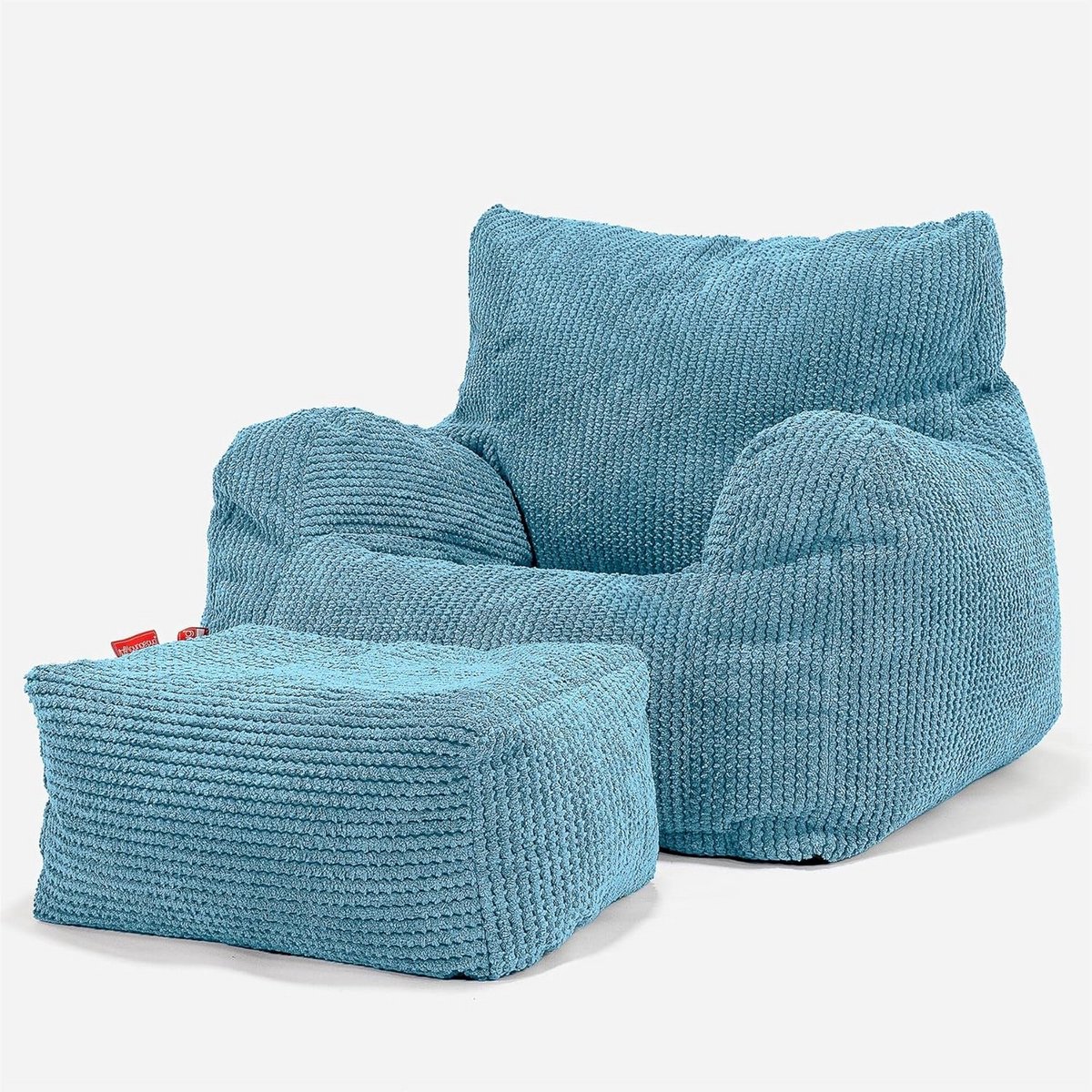Zitzak Fauteuil - Zitpoef met voetenbank - Comfortabel Zitten - Dubbel Gestikt - 65x65x70 cm - Geel