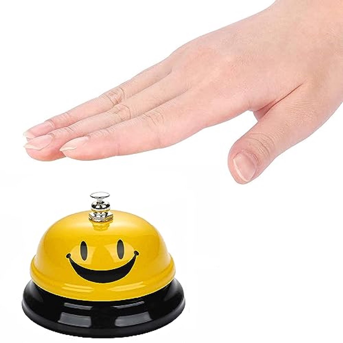 Tafelbel Metaal - Servicebel Keuken - Personeel Roepen - Geen Batterijen Nodig - 5.5 x 7.5 cm - Geel
