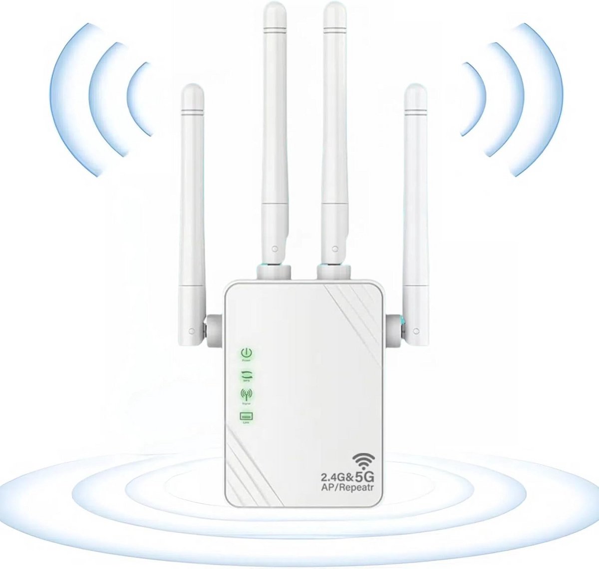 Wifi Versterker - Netwerk Uitbreider - Sterker Wifi Signaal - Dual Band 1200 Mbps - 4 Antennes - Wit