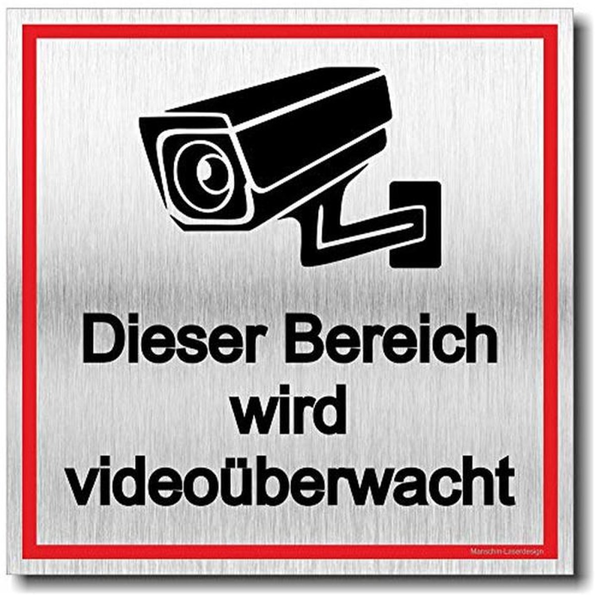 Deurbord Achtung - Waarschuwingsbord - Beveiliging Aangeven - UV-druk - 12x12 cm - Zilver