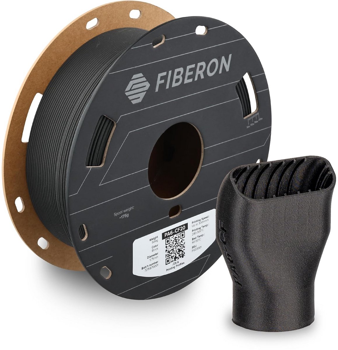 Nylon Filament - 3D Print Materiaal - Gedetailleerd Printen - Koolstofvezel Versterkt - 175mm 500g - Zwart