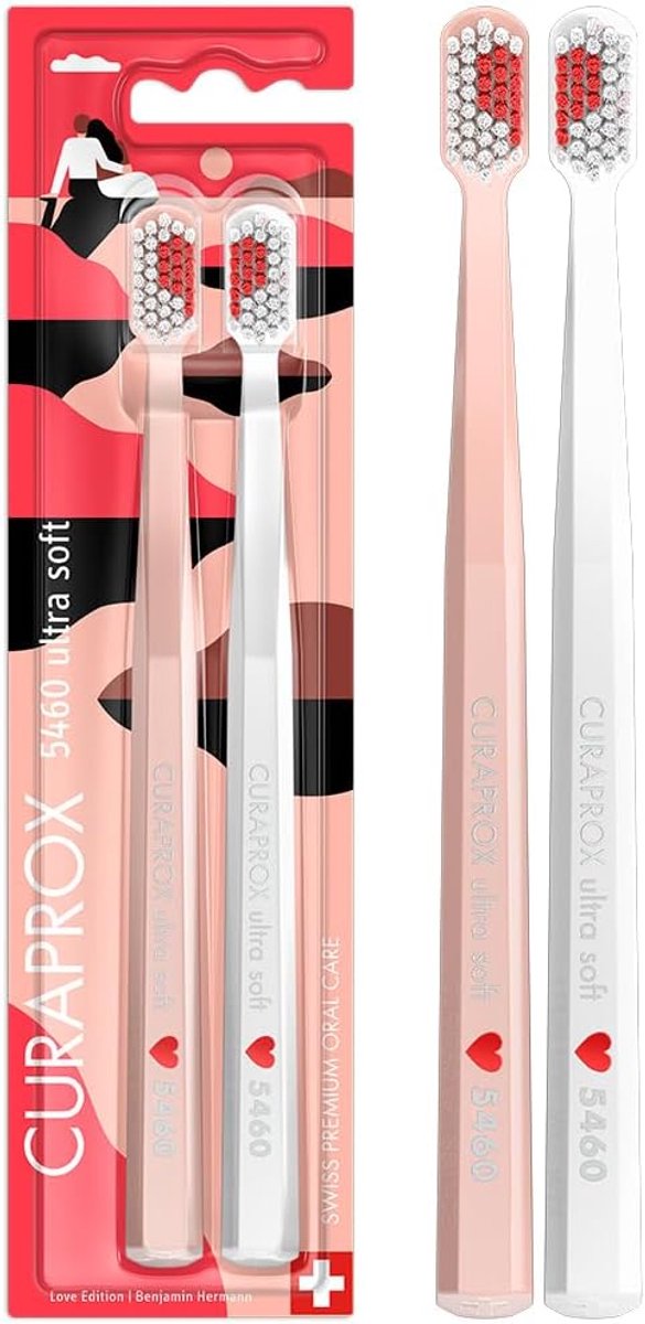 Tandenborstel Set - Zachte poetsers - Gevoelige tanden - 5460 Ultrazachte filamenten - 2 Stuks - Wit en roze