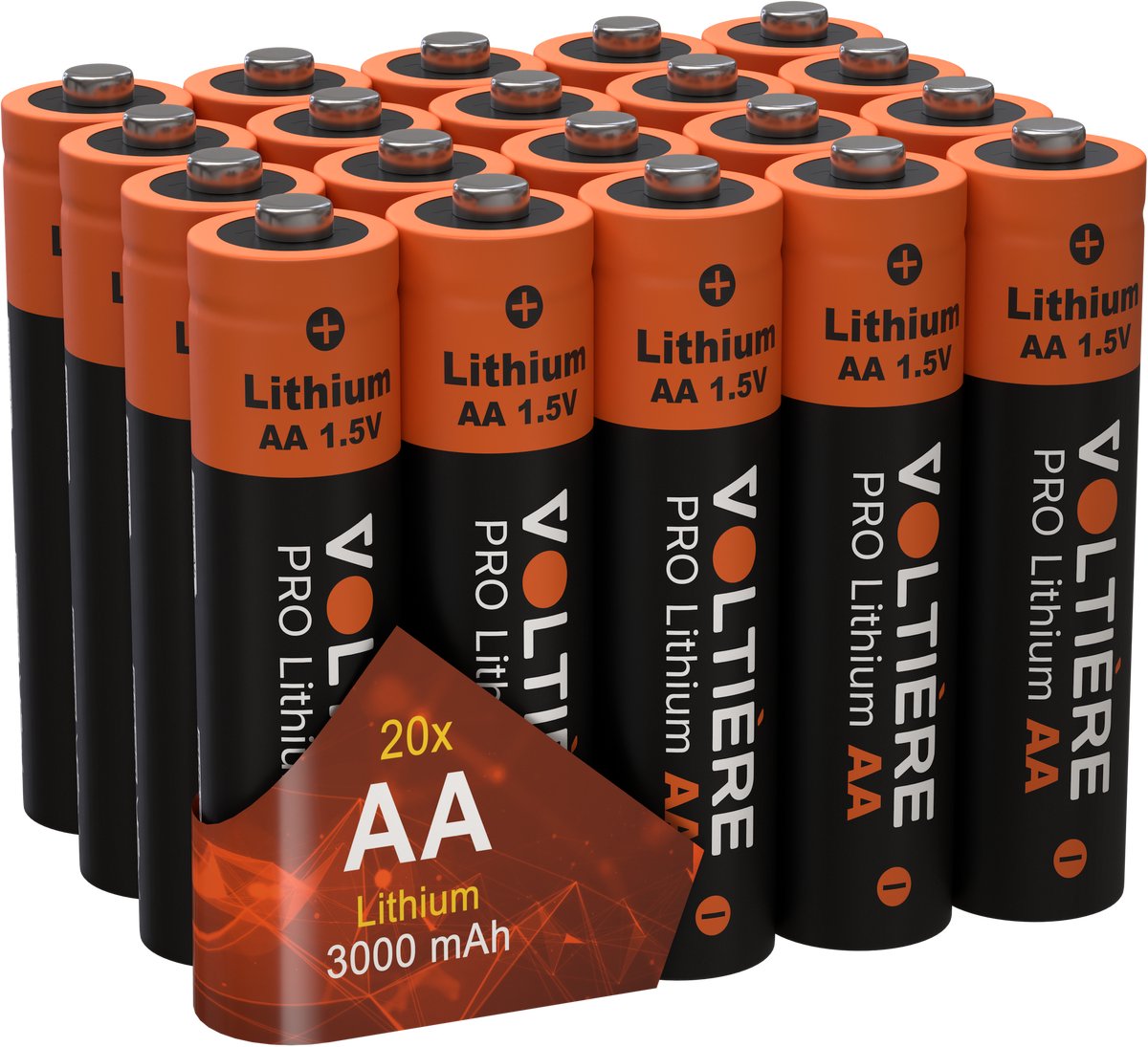 Voltière 20-Pack Lithium Batterijen AA 1.5V - FR06 Wegwerpbatterij 3000 mAh
