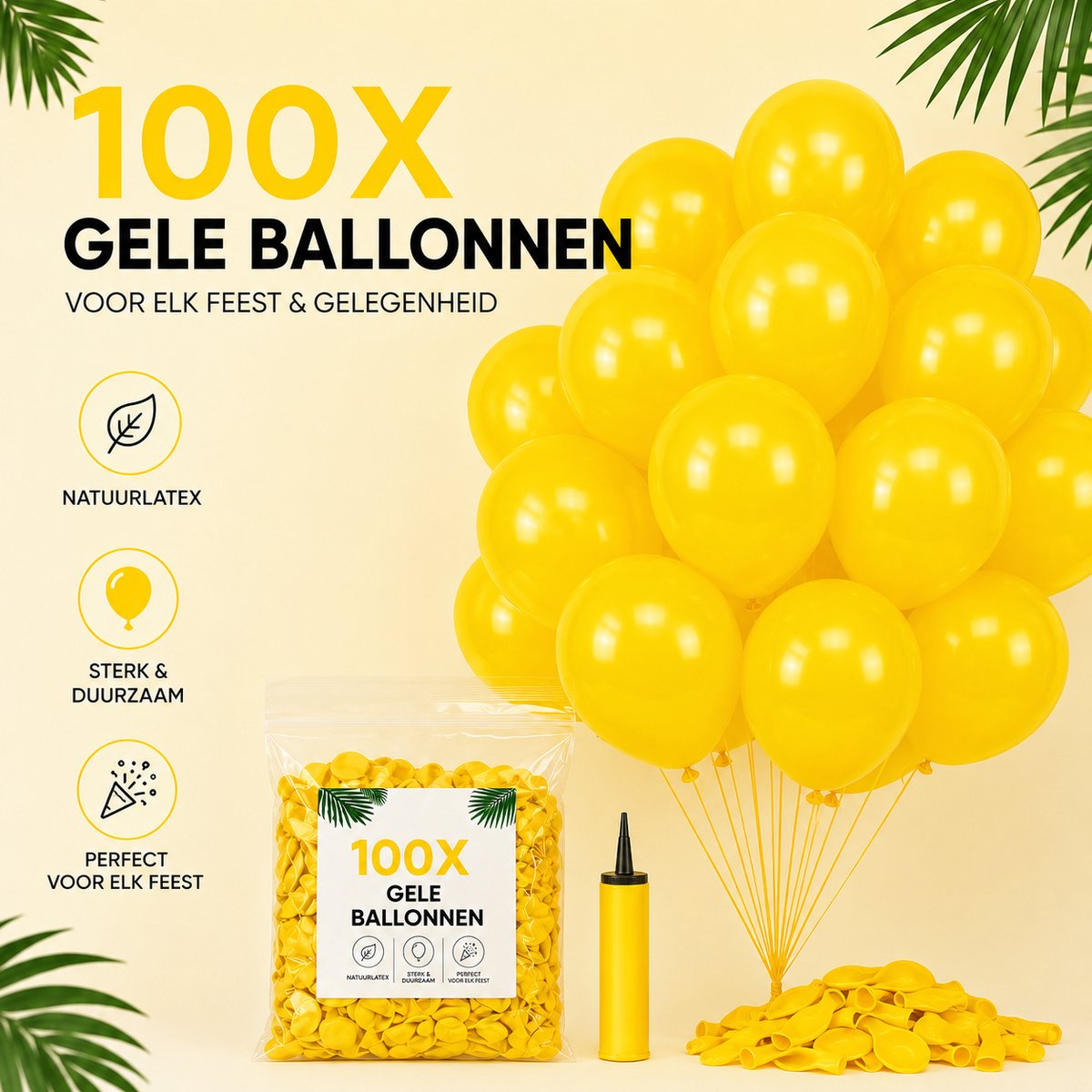 Gele Ballonnen 100 Stuks – 12 Inch Latex – Geschikt voor Helium & Lucht – Feestdecoratie