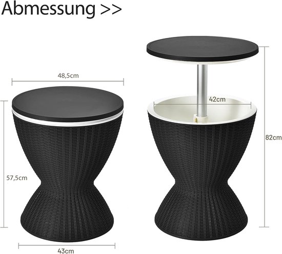 KOMFOTTEU 3 in 1 Coolbar Partytafel bijzettafel - Koel Boks 30 L - Koelbox in hoogte verstelbar - Koeltafel voor terras, party, zwembad, camping van komfotteu — afbeelding 2