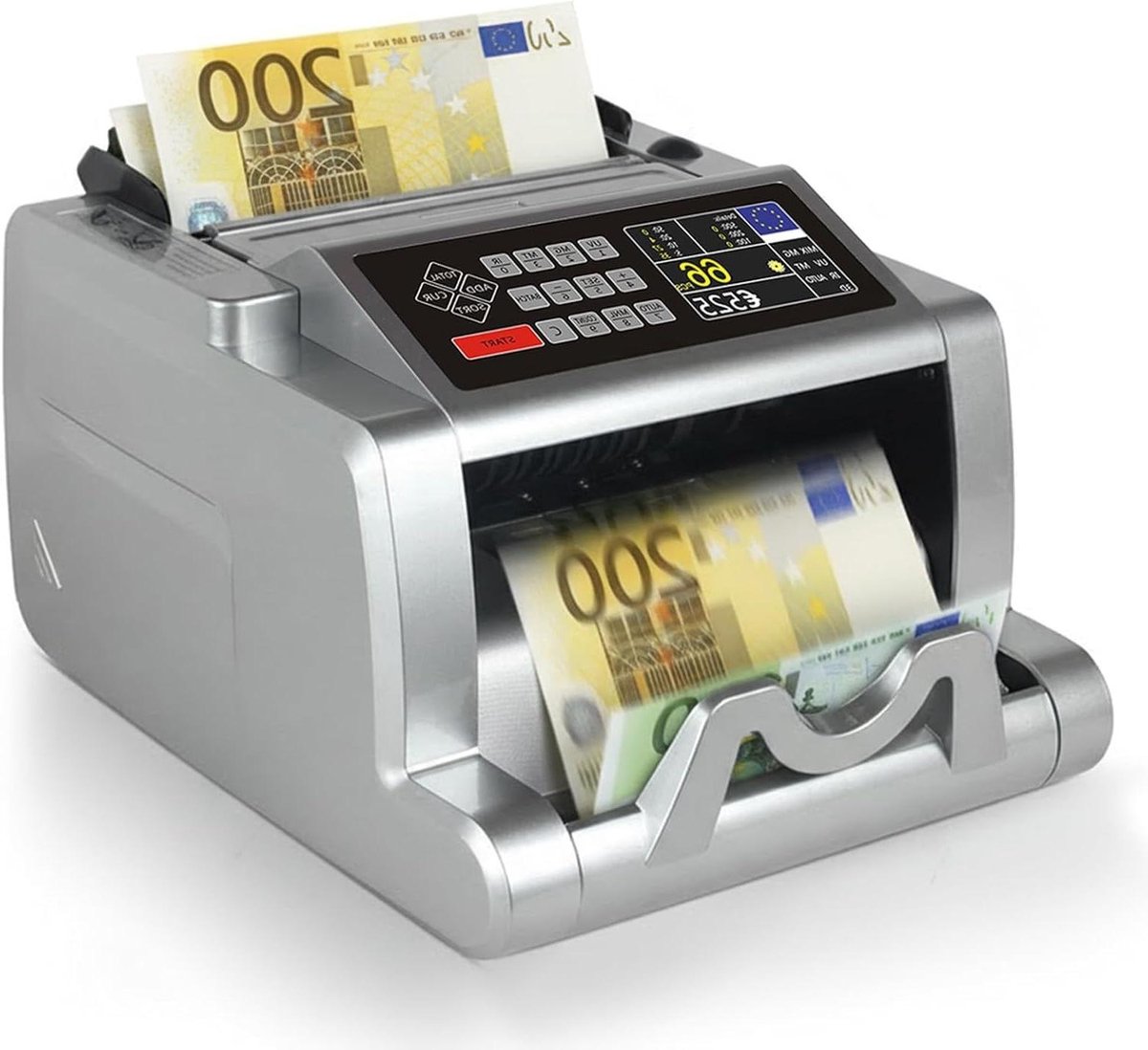 Geldtelmachine Waardetelling - Bankbiljet Tellen - Snel Geld Verwerken - Valse Detectie - 1000 Biljetten Min - Zilverachtig