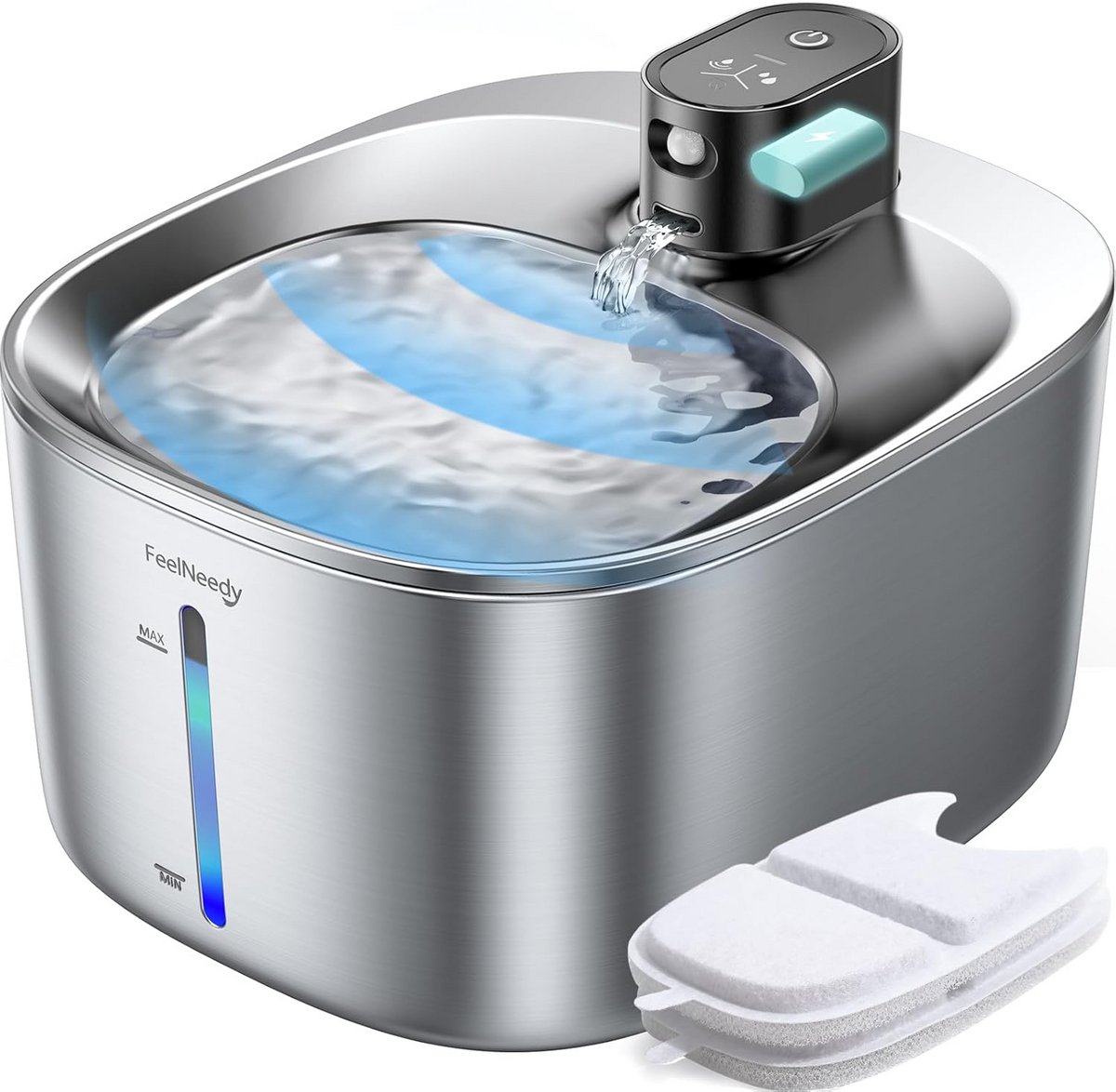 Drinkfontein - RVS - Draadloos - Met sensor - Voor katten