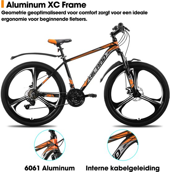 HILAND Mountainbike 26 inch - MTB met 3/6-Spaaks Stervelgen - 18 Versnellingen - Lichtgewicht Aluminium Frame - Dubbele Schijfremmen - Unisex van Hiland — afbeelding 5
