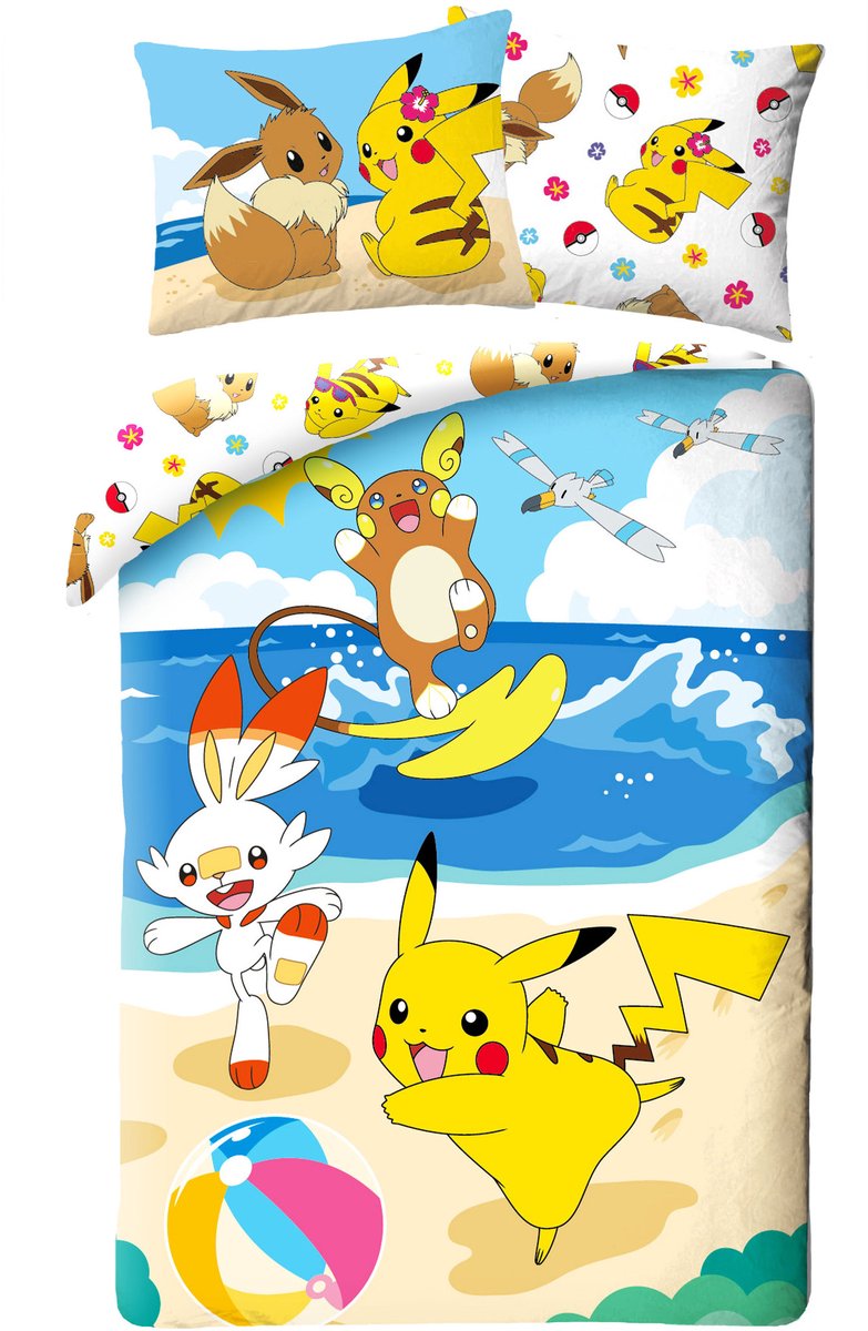 Pokémon Dekbedovertrek Pokemon beach 140 x 200 cm (70 x 90 cm)