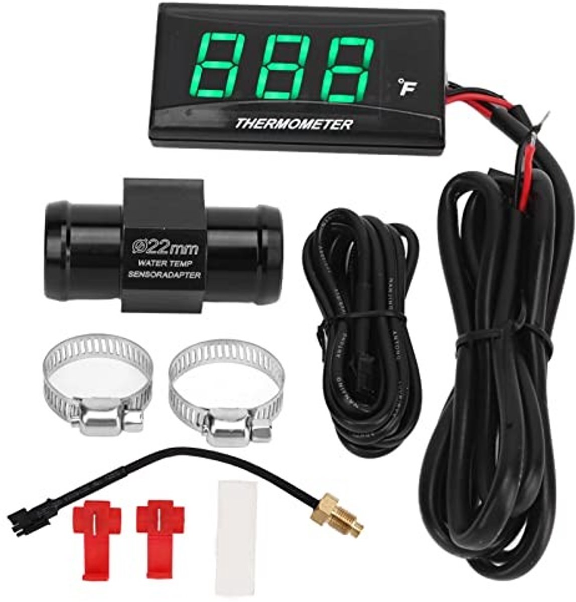 Dailygoods- Watertemperatuurmeter LED-display - Nauwkeurige Meting - Eenvoudige Installatie - Duurzaam ABS - Geschikt voor Buitengebruik - Lichtgewicht Design - Motorfiets Thermometer