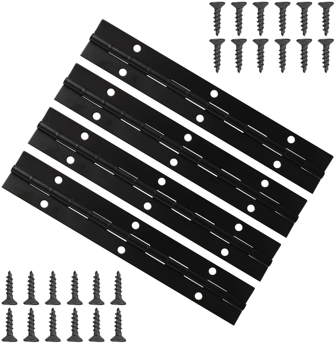 Dailygoods- Pianoscharnier 6 Inch - Roestvrij Staal - 4 Stuks - Inclusief 24 Schroeven - Voorgeboorde Gaten - Geschikt voor Deuren en Ramen - Scharnier
