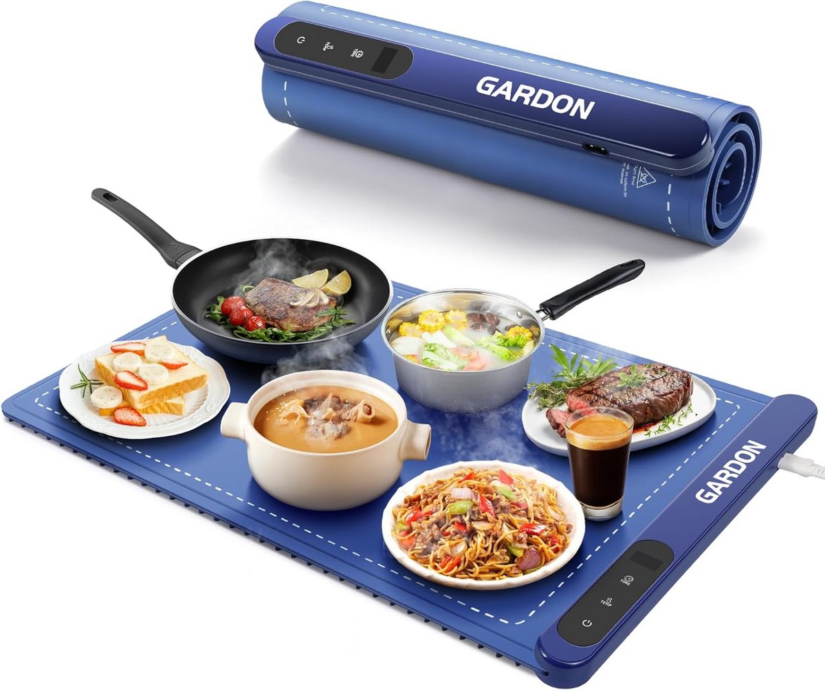 Elektrische warmhoudbak Voedselwarmer mat Eten warm houden Volledige oppervlakteverwarming 45 cm breed Blauw