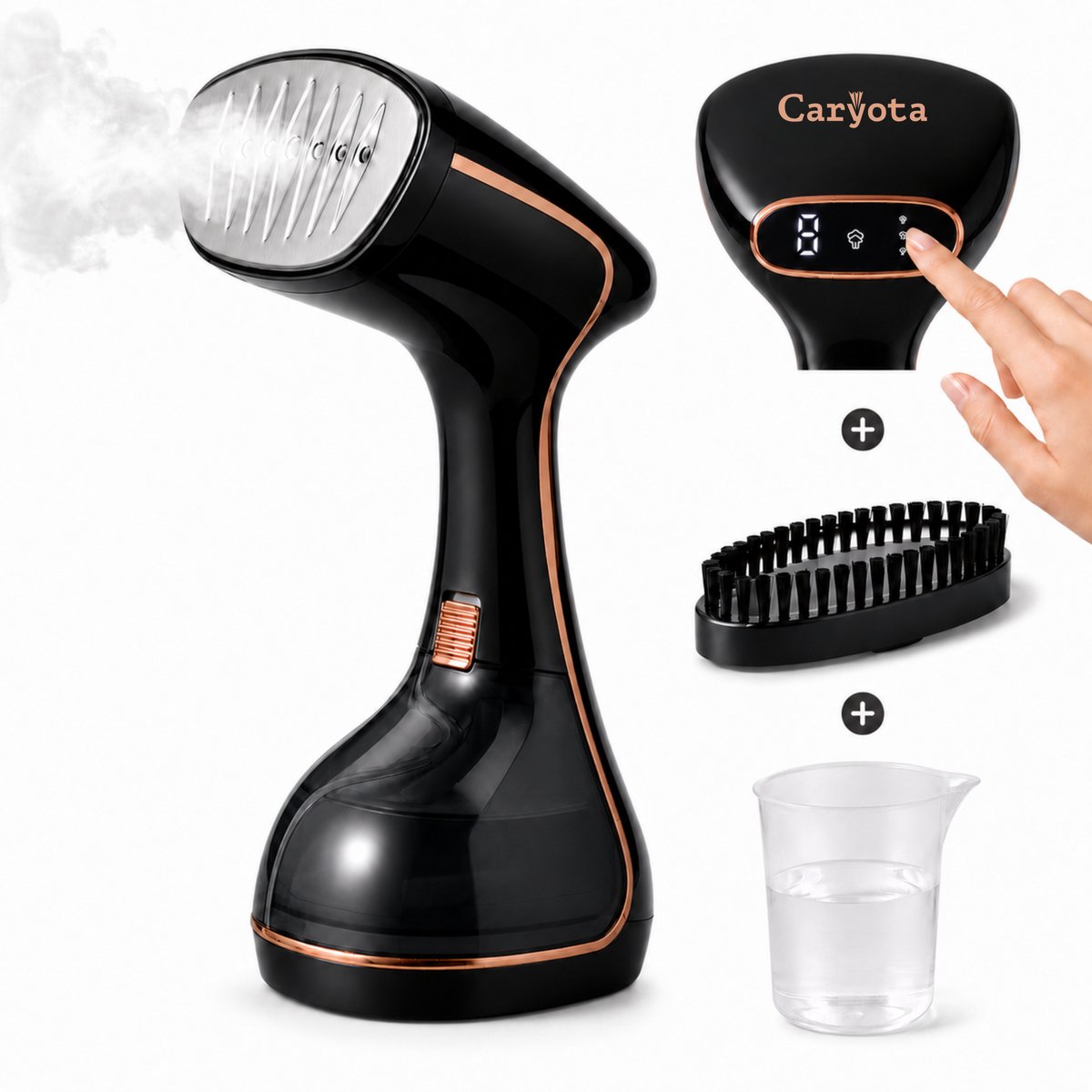 Caryota Kledingstomer - 3 Standen Stoomreiniger 320ml - Handstomer - Borstelkop - Stoomstrijkijzer