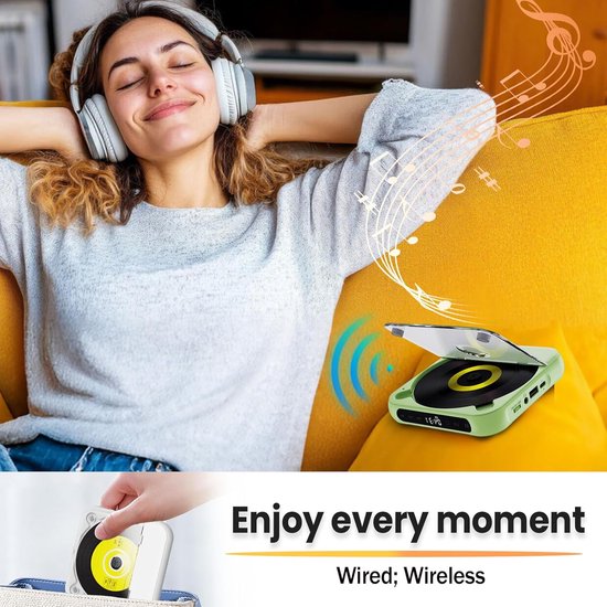 Bluetooth-speaker in vinylplatenspeler-stijl met witte ruis (oceaangeluid), retro Bluetooth-speaker met sfeerverlichting en timer, schattige mini-platenspeler-speaker, diepgroen — afbeelding 5