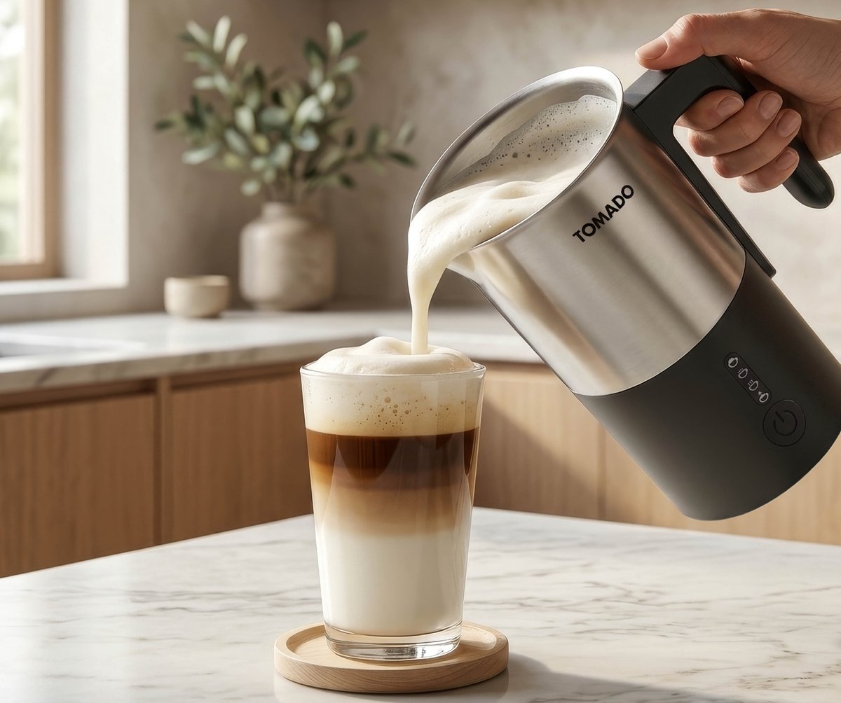 Tomado TMF2501S - Elektrische Melkopschuimer - 4 standen - Warm en koud opschuimen - PFAS vrij - Cappuccino maken – rvs — cadeau in Kookcadeaus - foto 8