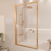 Lomazoo Badwand Salvador - 80 X 140 Cm - Goud - Nano Coating Anti-kalk - Draaibaar - Helder Glas