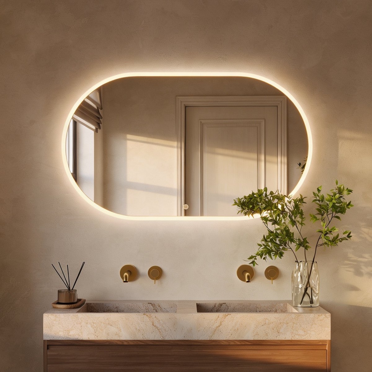 LOMAZOO Badkamerspiegel Met Verlichting - Met Verwarming - Spiegel Ovaal - 120 X 70 cm [GENUA]