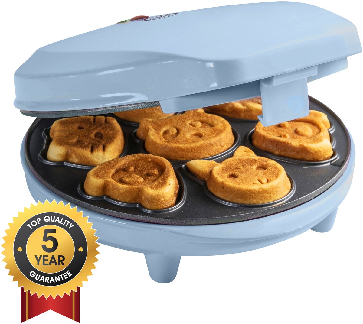 Bestron Wafelijzer - AAW700B - 700W - Mini cakes - Dierenvormpjes - Blauw