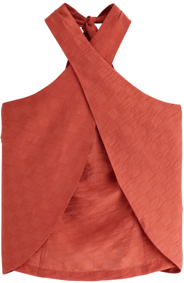 Next Haltertop met jacquardruitmotief