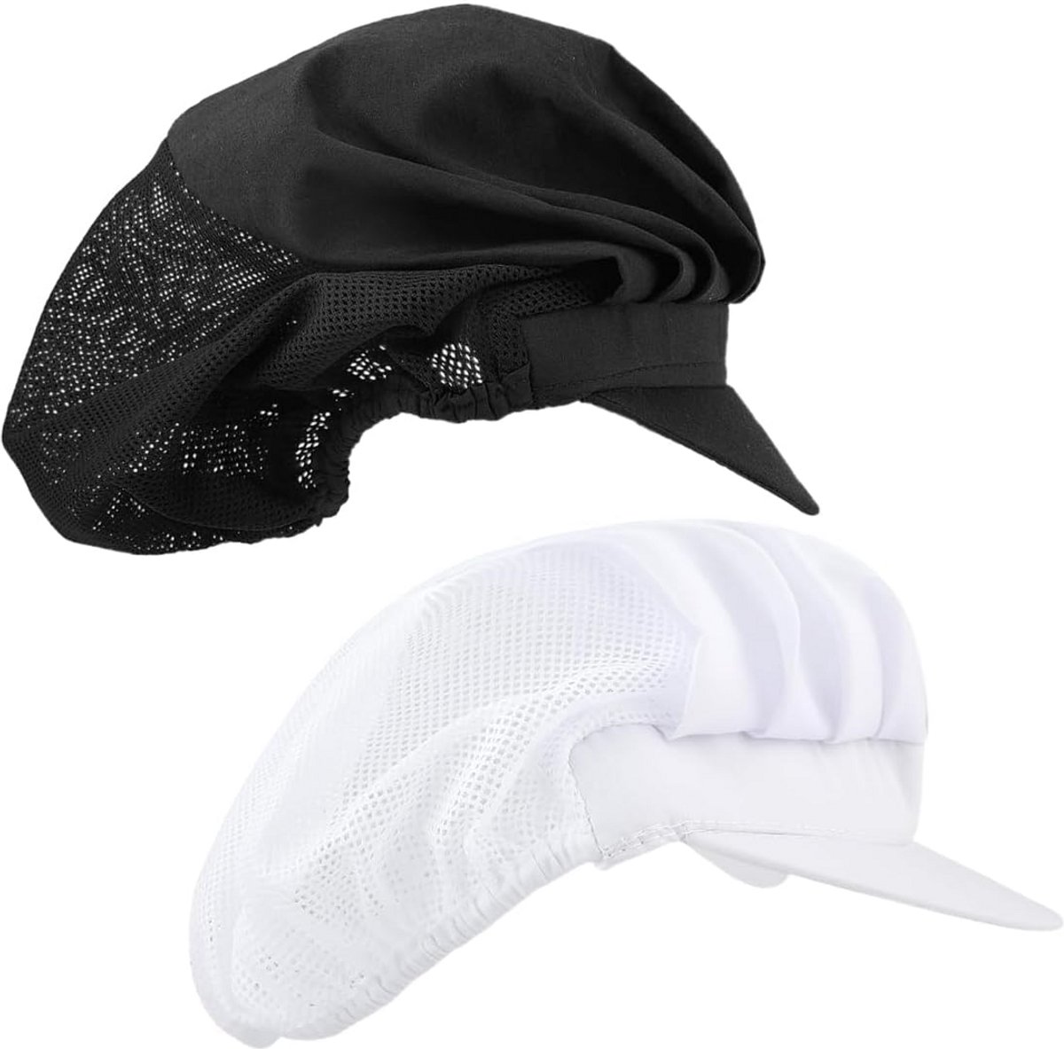 Koksmutsen Mesh - Keuken Hoofddeksel - Hygiënisch Werken - Ademend Materiaal - 2 Stuks - Zwart Wit