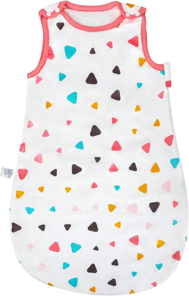 Babyslaapzak Mousseline - Zomerslaapzak Kinderen - Comfortabele Nachtrust - Ademend Bamboe Katoen - Maat L - Driehoek Print