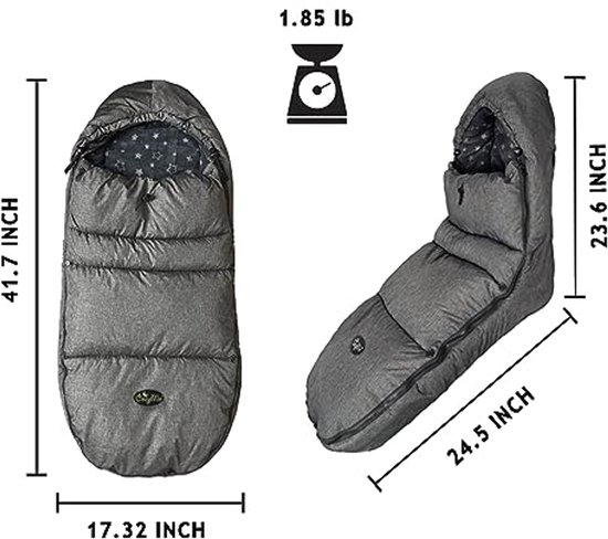Kinderwagen voetenzak - Buitendeken capuchon - Warmte buiten - Universele pasvorm - 1016 cm - Heidegrijs — afbeelding 2