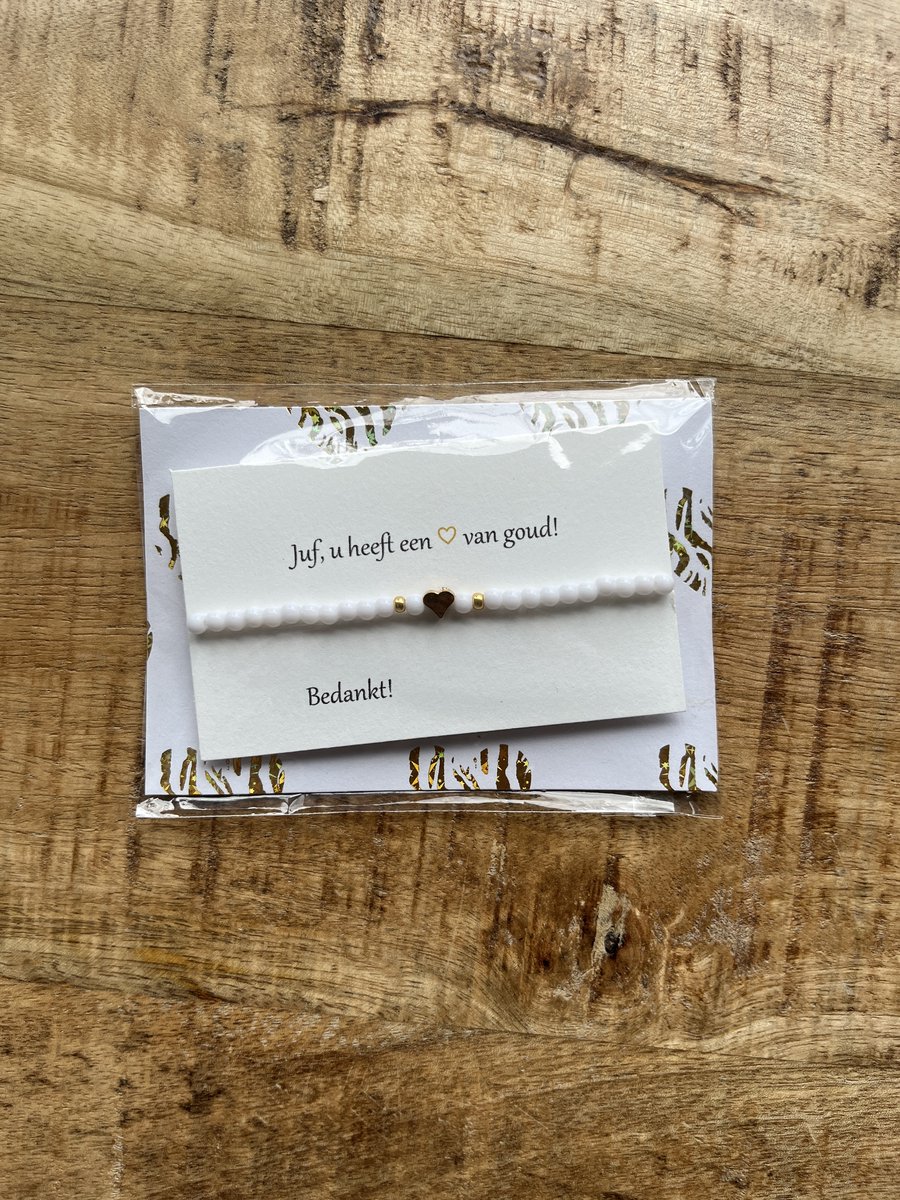Juf Armband Juf, u heeft een hart van goud! Juf Cadeau