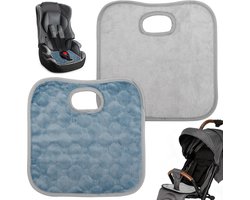 Autostoel Beschermer - Kinderzitje Pad - Potty Training - 4-laags Lekvrij - 30 x 30 cm - Blauw Grijs