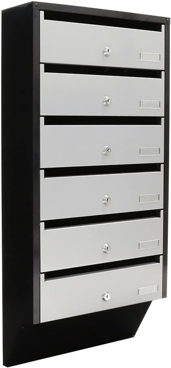 Brievenbussysteem - Postkast - Meerdere huishoudens - Apart afsluitbaar - 82x38x14 cm - Zilver zwart