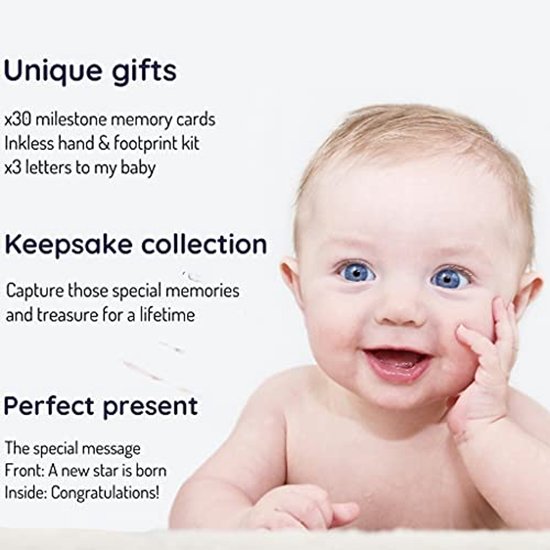 Kraamcadeau set - Herinneringen set - Baby aandenken - Inktloze afdrukken - 30 kaarten - Goud — afbeelding 2