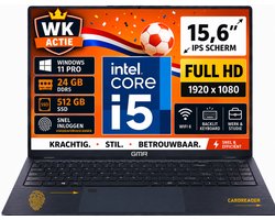 GMR Laptop 15.6 Inch Full HD IPS Scherm | Intel Core i5 | 24GB DDR5 RAM | 512GB SSD | Windows 11 Pro | Zakelijke Laptop | Werk Laptop | Studenten Laptop | Thuiswerk Laptop | Office Laptop | Kantoor Laptop