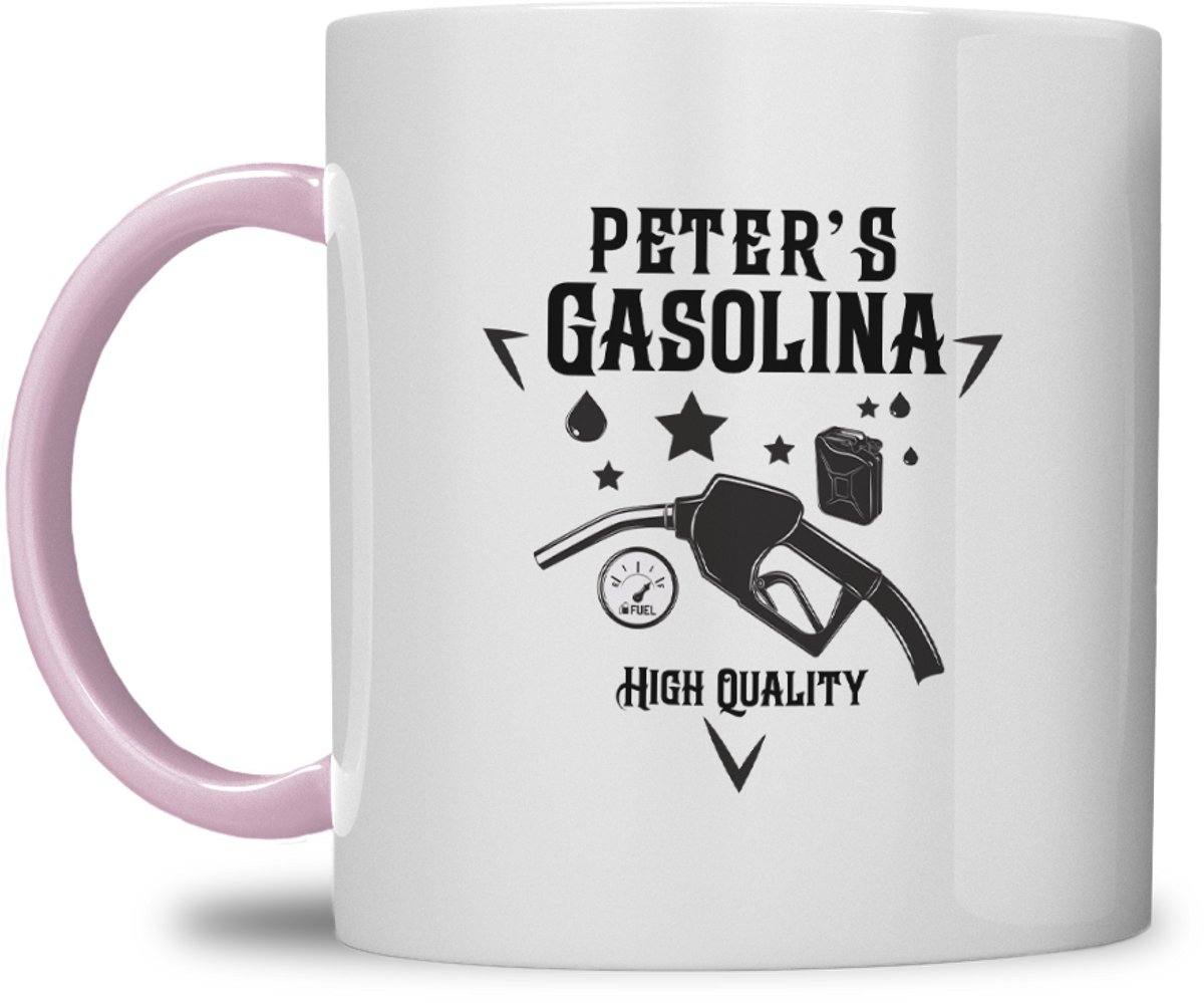 Mok | Gepersonaliseerde Gasolina Koffiemok met Naam | Koffie is Mijn Brandstof | Roze