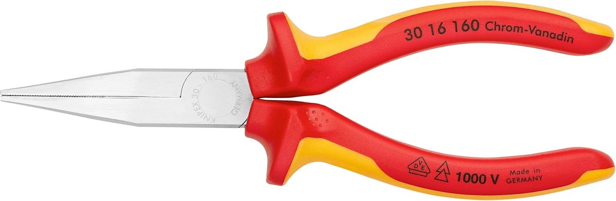 Lange Neus Tang - Platte Tips - Precisie Werk - Geïsoleerd 1000V - Eén Maat - Multicolor