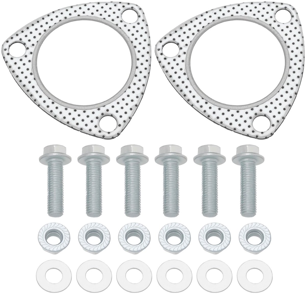 Dailygoods- Uitlaatpakking Metaal - 2 Verbindingsstukken - 6 Joints - 6 Schroeven - 6 Moeren - 96mm x 94mm Afmetingen