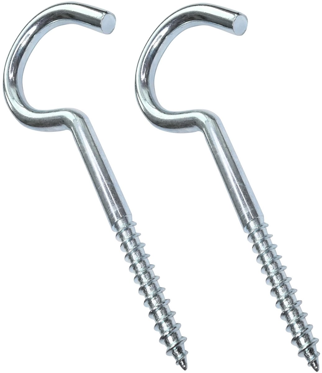 Dailygoods- Houtschroeven Set van 2 - Ø6,8x120mm - Verzinkt Staal - Schroefhaken - Haakopening 24mm - Gewicht 41,958g - Schroeven