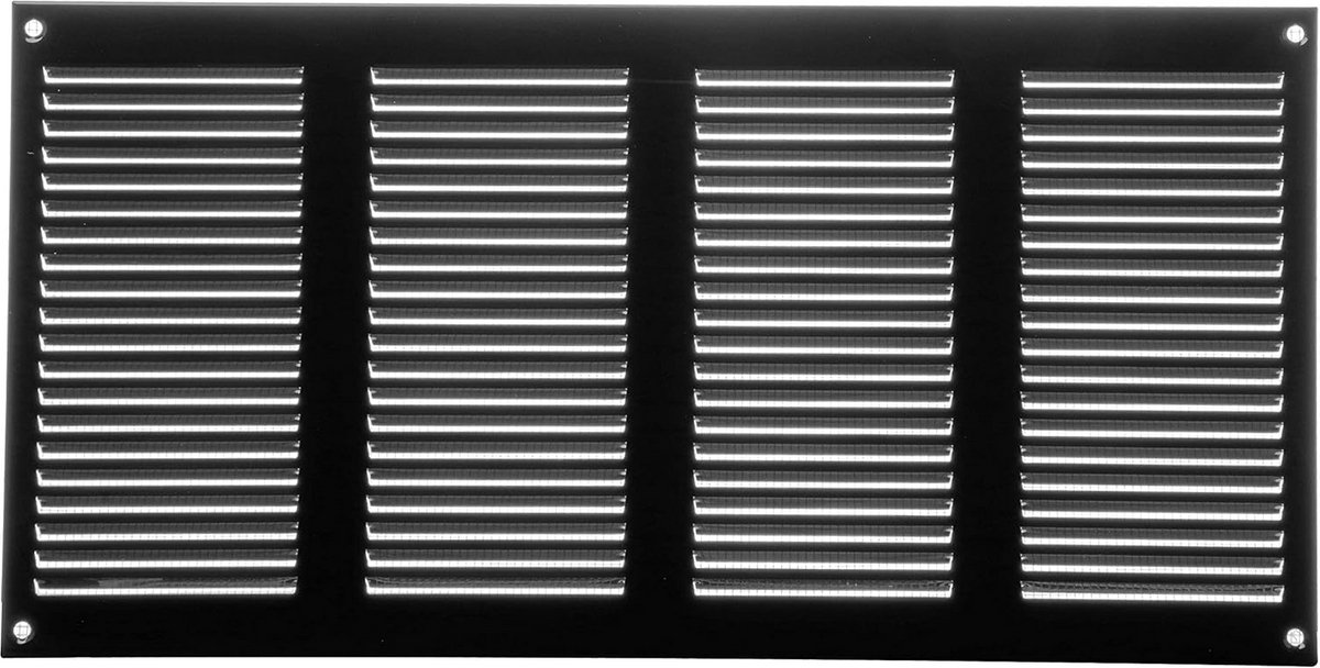 Afvoerluchtrooster - Ventilatierooster - Ventilatie verbeteren - Met insectenwering - 40 x 20 cm - Zwart