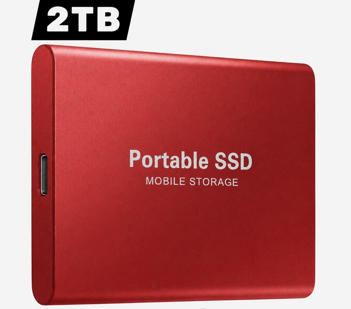 Draagbare SSD Externe Harde Schijf - draagbare SSD - 2TB aan Opslag - Pc storage - Opslag extern pc of laptop - USB 3.1- type C - Portable SSD Mobile storage - Smart Portable - externe SSD - Rood