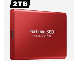 Draagbare SSD Externe Harde Schijf – draagbare SSD – 2TB aan Opslag – Pc storage – Opslag extern pc of laptop – USB 3.1- type C – Portable SSD Mobile storage – Smart Portable – externe SSD – Rood