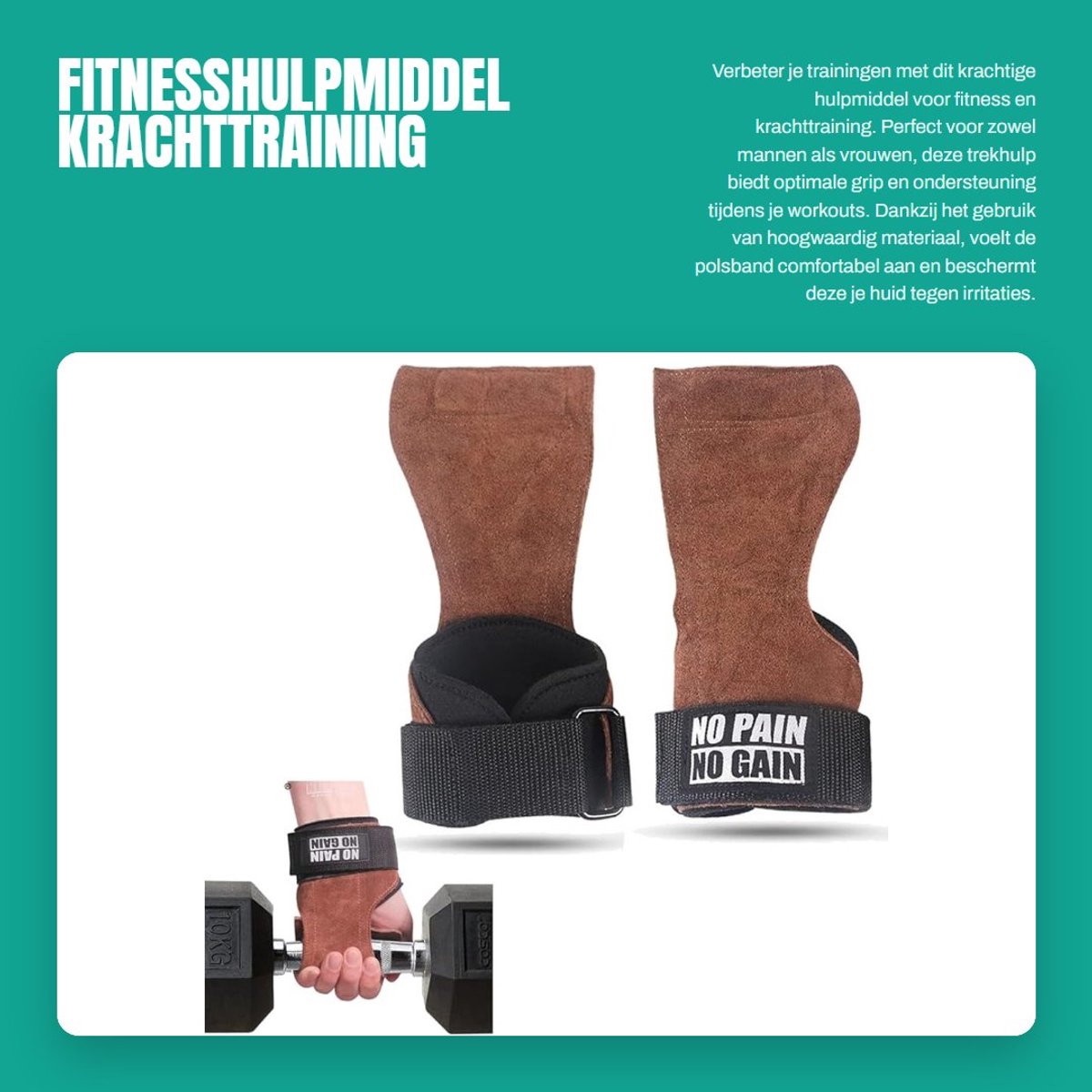Dailygoods- Trekhulp Professionele Kwaliteit - Powerlifting Straps - Krachttraining Accessoire - Slijtvast/Schokbestendig - Hoogwaardig Leer - Aangenaam Draagcomfort - Lifting Straps
