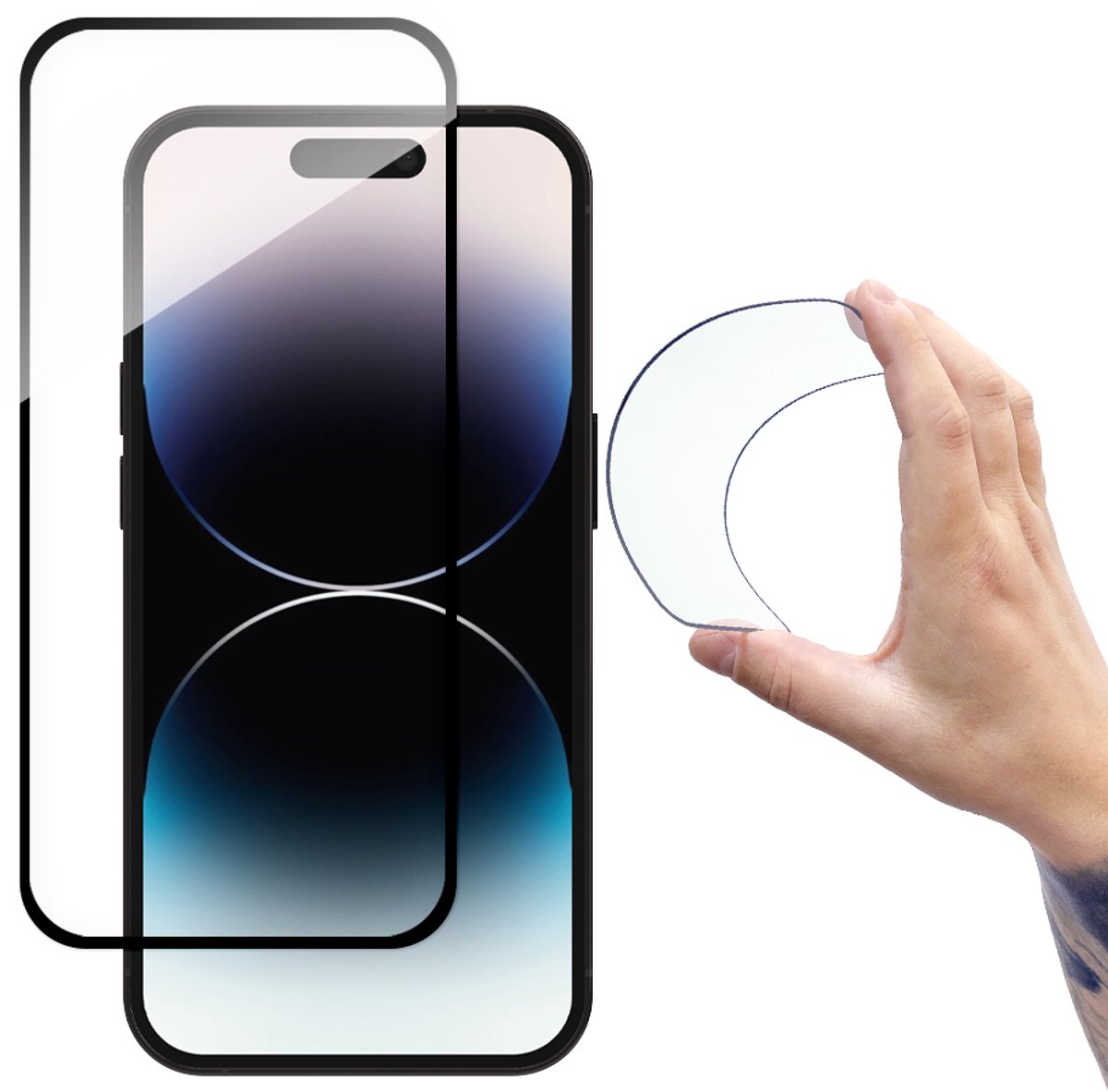 Wozinsky Full Cover Flexi Nano Glass - iPhone 14 Pro Max - Schermbeschermer - Zwarte Rand - Hybride Glas