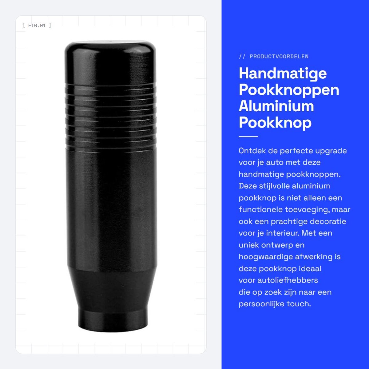 Dailygoods - Handmatige Pookknoppen - Aluminium Pookknop - Duurzaam en Corrosiebestendig - Zwart - Universeel Schakelhendel - Voor Auto's - 8,5 cm