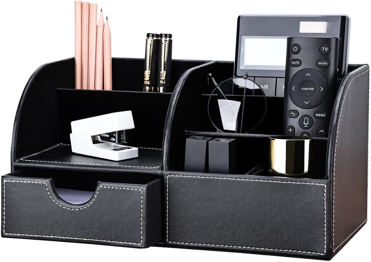 Dailygoods- Bureau Organizer - 6 Compartimenten - PU-leer - Kantoorbenodigdheden - Opbergdoos - Stevige Constructie - Stijlvol Ontwerp