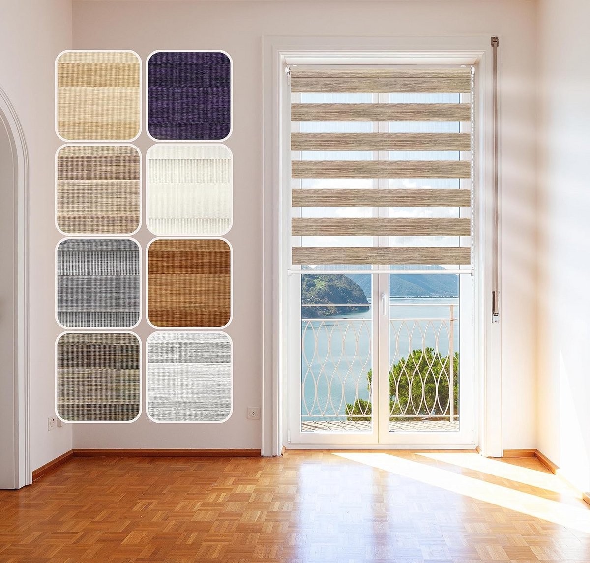 Dubbel rolgordijn - Duo gordijn - Lichtregeling thuis - Montage zonder boren - 85x150cm -