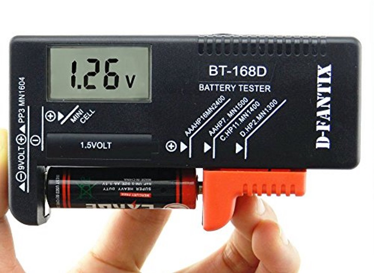 Digitale Batterij Tester - Batterij Checker - Batterijen Controleren - Leesbare Cijfers - Compact Formaat - Grijs