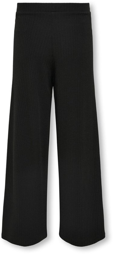 Zwarte, wijde, geribbelde broek met hoge taille.