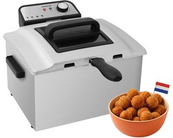 Inventum GF750S Frituurpan - 5L - Max 190 °C - Koude zone - 3000W - Tot 5 personen - Zwart/RVS