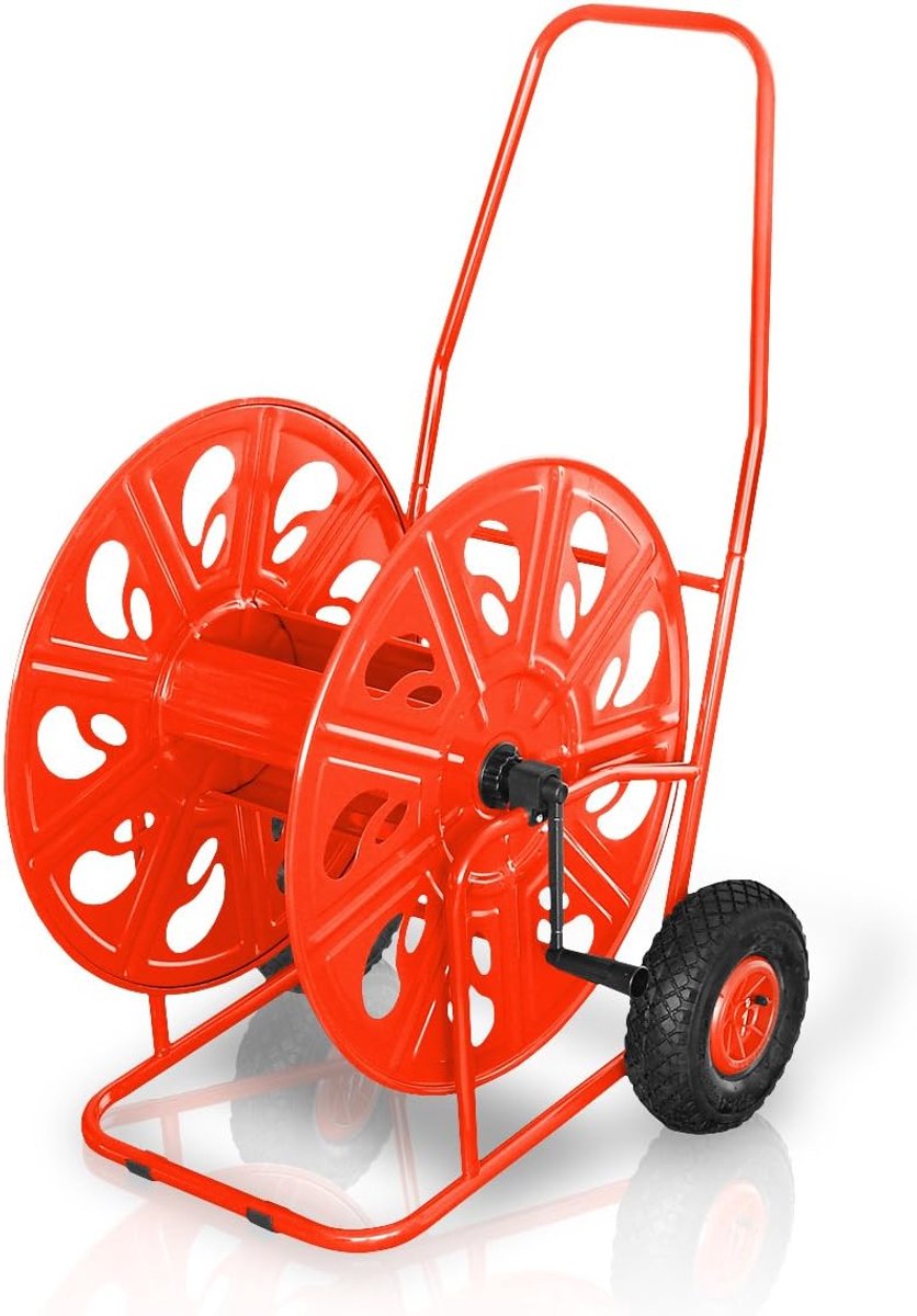 Slangwagen - Slanghaspel - Tuinonderhoud - Met luchtbanden - Max 100m - Oranje