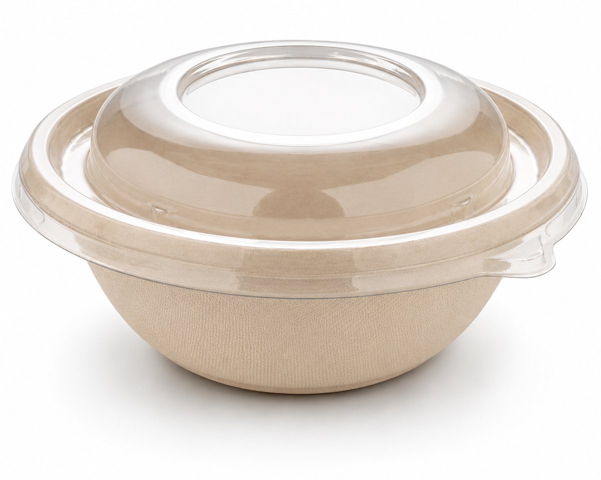 Sabert suikerriet magnetron buddha bowl - 750 ml met deksel - 150 stuks
