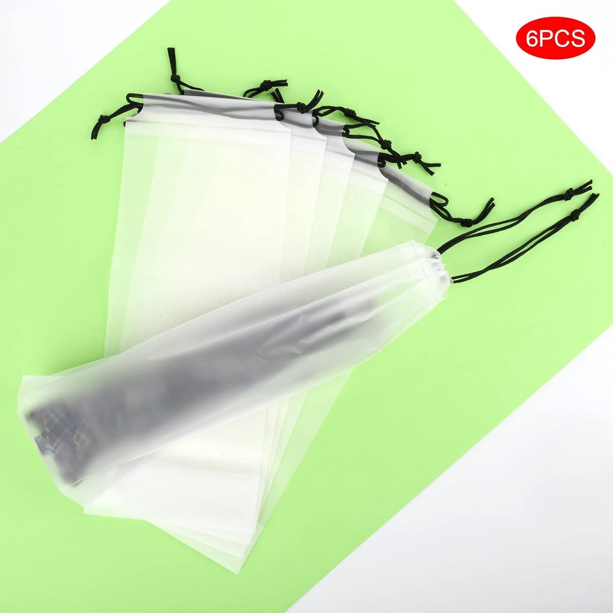Daity 6 stuk - Hoezen voor natte paraplu's – Doorzichtige, waterdichte opberghoes voor opvouwbare paraplu's (herbruikbaar, met trekkoord, 13 x 5 inch) — cadeau in Cadeau-ideeën - foto 2