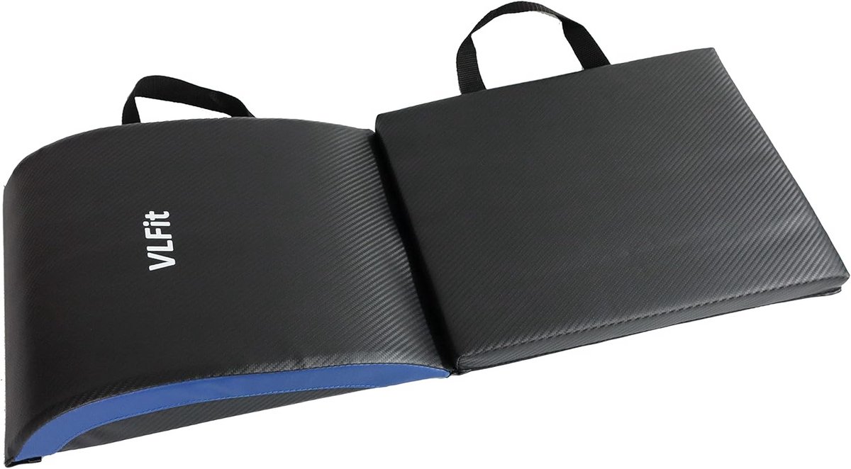 Ab-oefenmat - Zitkussen Kern - Buikspier Training - Stuitbeenbescherming - 37 x 31 x 9.5 cm - Zwart Blauw